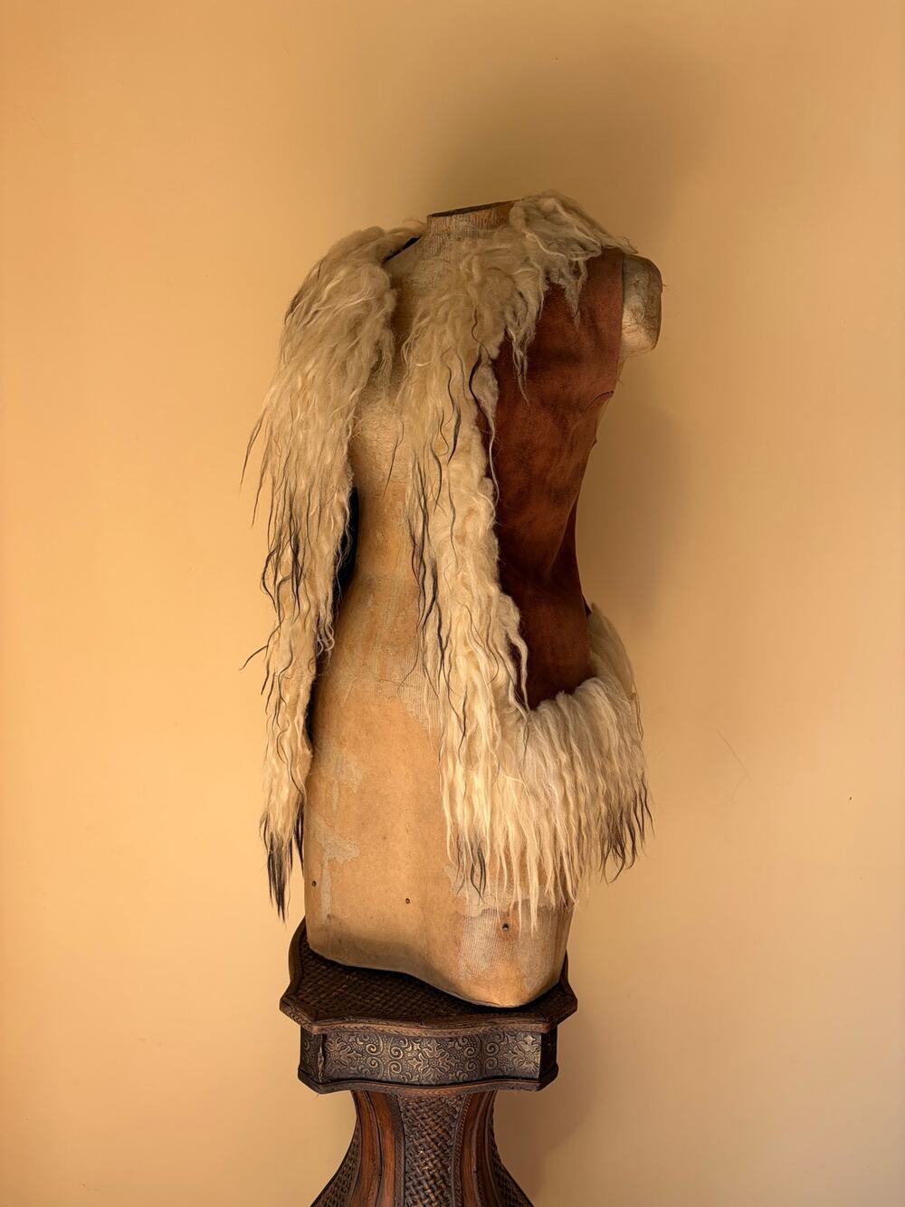 VTG 70s Penny Lane Suede Vest Shaggy Icelandic Sheepskin Fur Boho Afghan Hippie
